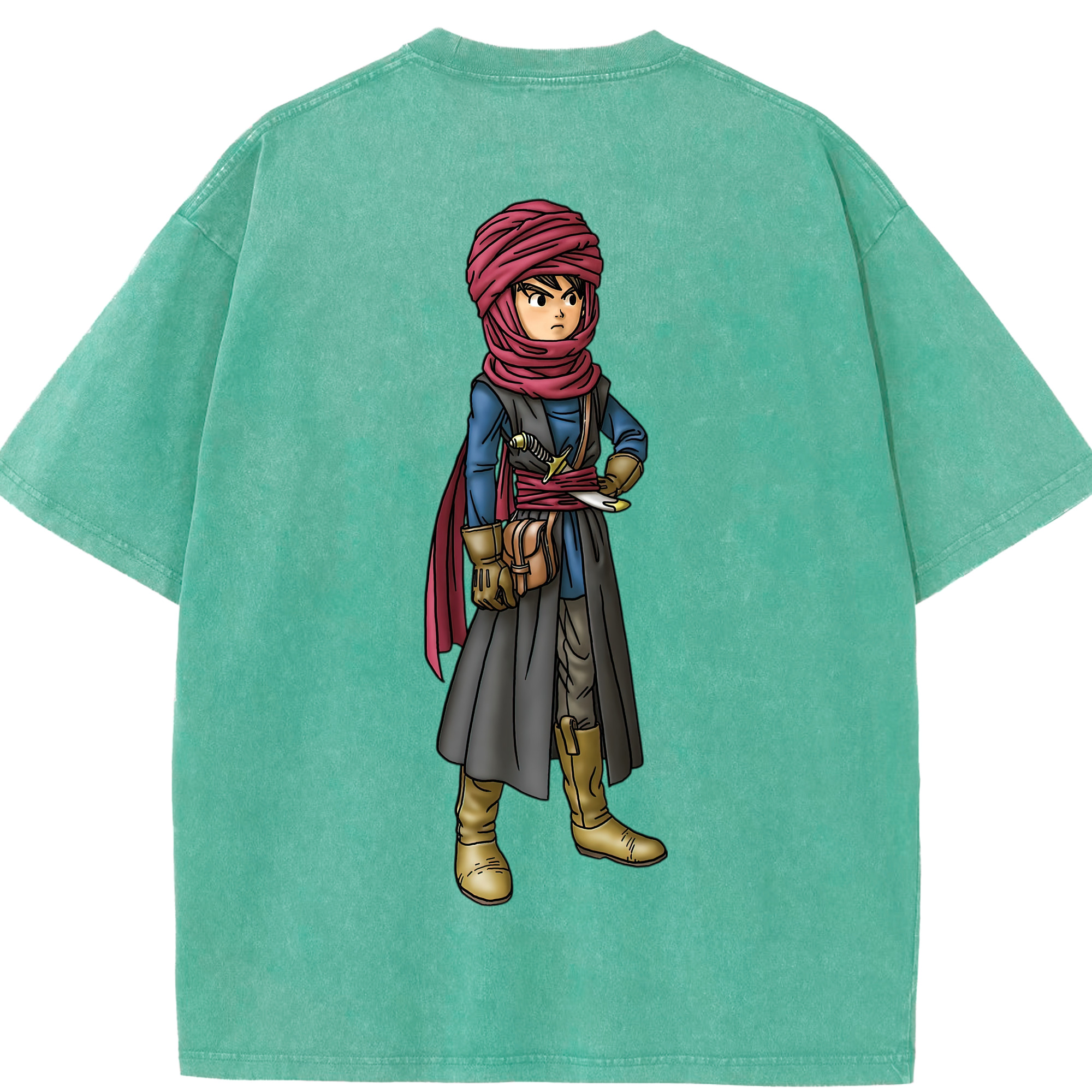 （画像用） ドラゴンクエスト Doragon Kuesuto Dragon Quest 綿100% ヴィンテージ風 半袖Tシャツ（背面プリント）